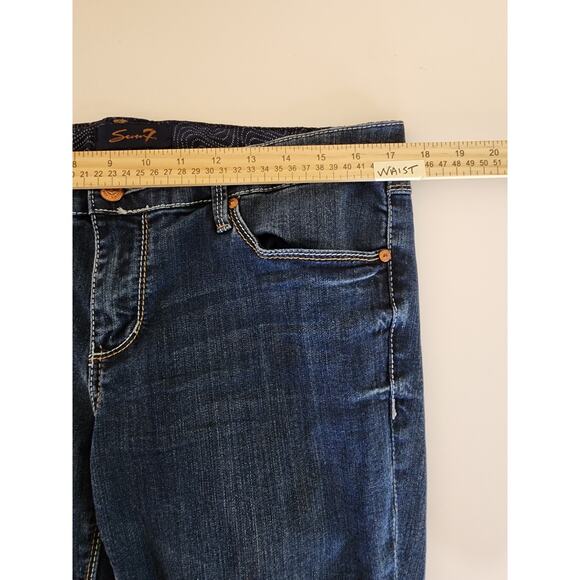 SEVEN7 Medium Wash Low Rise Heavy Stitching Pocket Utility Casual Jeans SZ 12 - Picture 7 of 12